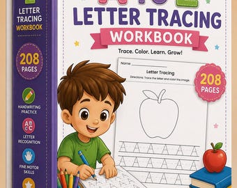 A to Z Letter Tracing Workbook | 208 Pages Handwriting Practice (Digital Download)