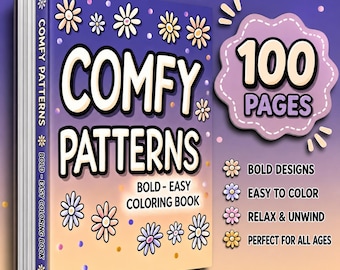 Comfy Patterns Coloring Book | 100 Bold Easy Pages (Digital Download)