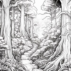 Målarbok i den magiska skogen | 320 sidor med djärva fantasisvampmönster (digital nedladdning) bild 4