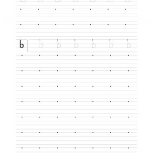 A handwriting worksheet featuring rows of dotted letter b and blank dotted lines.