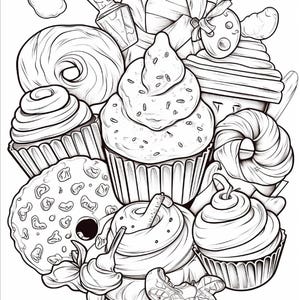 Malbuch mit süßen Leckereien | 99 Seiten mit Kawaii-Dessertmotiven (Digitaler Download) Bild 7