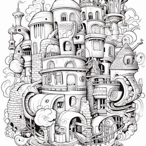 Fantasy City Coloring Book | Whimsical Rainbow Pages, Magical World (PDF Download) image 12