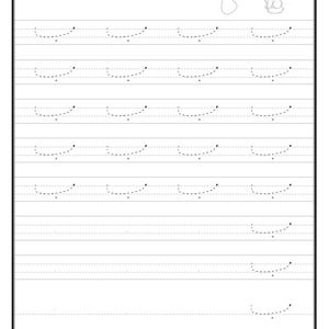 A printable Urdu tracing worksheet showing dotted practice lines for the letter Bay, with a small outline drawing of a cat in the top right corner.
