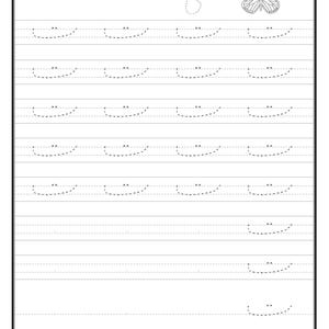 A printable Urdu tracing worksheet featuring dotted lines for the letter Tay, accompanied by an outline drawing of a butterfly in the top right corner.