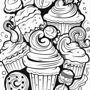Malbuch mit süßen Leckereien | 99 Seiten mit Kawaii-Dessertmotiven (Digitaler Download) Bild 12