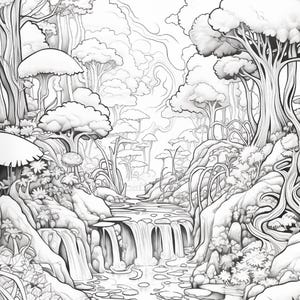 Målarbok i den magiska skogen | 320 sidor med djärva fantasisvampmönster (digital nedladdning) bild 14