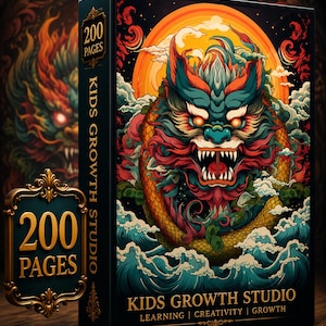 200-Page Japanese Dragon Coloring Book | Fantasy Asian Art (PDF Download) image 1