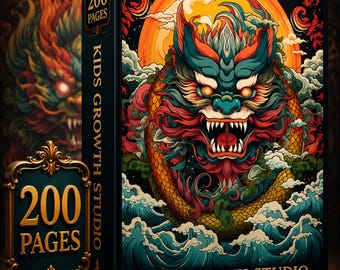 200-Page Japanese Dragon Coloring Book | Fantasy Asian Art (PDF Download)