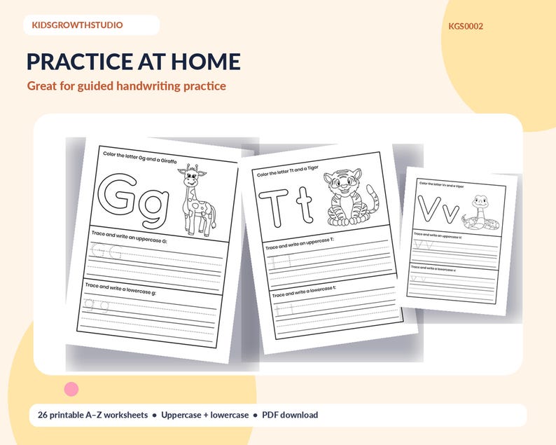 Alphabet Tracing Worksheets A-Z, Letter Writing Practice, ABC Coloring ...