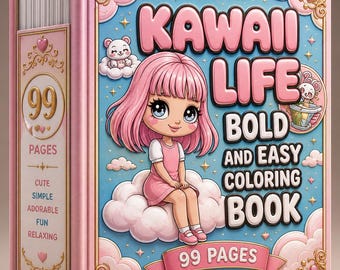 かわいいぬりえブック｜99ページ｜女の子向け、心温まるシーン（デジタルダウンロード）