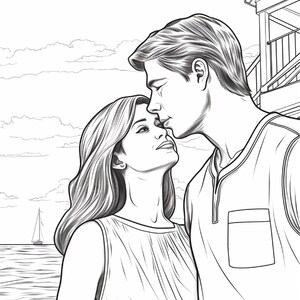 Romantic Couples Coloring Book | 300 Pages Floral Illustrations (Digital Download) image 16