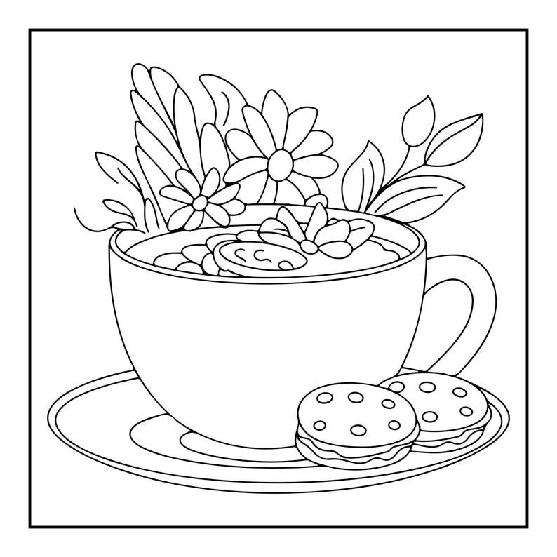 Fet, lättsam målarbok | 50 kawaii-sidor (digital nedladdning) bild 3