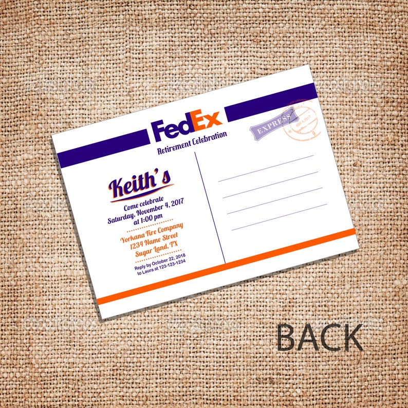 Printable Retirement Fedex Courier Invitation Post Card/ FILE Etsy