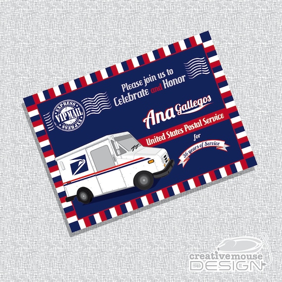 Printable Retirement USPS Invitation Post Card/ FILE ONLY Etsy