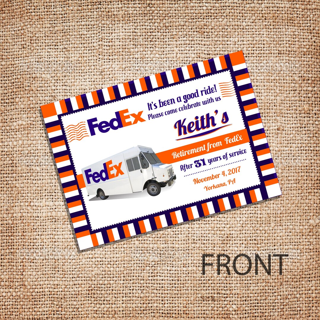 Printable Retirement Fedex Courier Invitation Post Card/ FILE Etsy