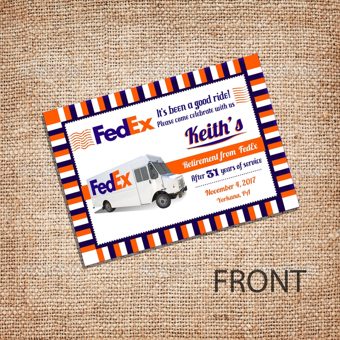 Printable Retirement Fedex Courier Invitation Post Card/ FILE Etsy
