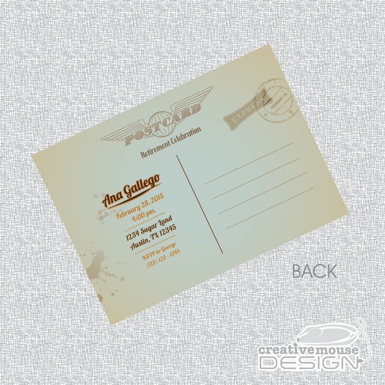 Printable Retirement Invitation UPS truck Post Card courier FILE ONLY