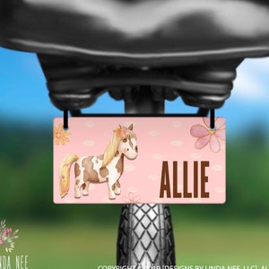 Personalized Bike License Plate Kids License Plate Girls Bike Accessories Custom License Plate Vanity Name Plate Kids Room Decor Pony BLP25