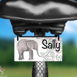 Kids Bike License Plate Girls Elephant Personalized Bike Tag Bike Accessories Custom License Plate Vanity Name Plate Bike Name Plate BLP9