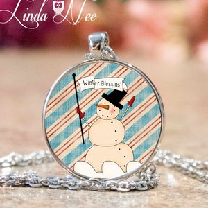 Schneemann Anhänger, Weihnachten Halskette, Halskette der Schneemann, Schneemann Schmuck, Weihnachtsanhänger, Winter Armband, Schlüsselanhänger, Geschenk für ihre JWI15