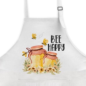 Bee Happy Apron, Spring Kitchen Apron, Bee Kitchen Decor, Country Kitchen, Kitchen Gift, Bumble Bee Apron X-SUM006