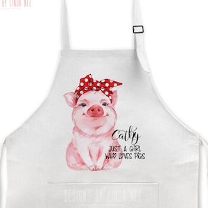 Personalized Apron for Women, Pig Kitchen Gifts for Her, Hostess Gift Ideas, Baking Gift, Cooking Gift, Custom Aprons Personalized J-WEL001