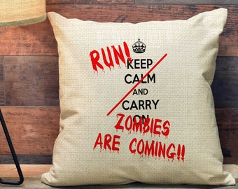 RUN the Zombies are Coming Quote Accent Pillow Throw Pillow Zombie Decor PCP26
