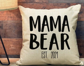 Mama Bear Pillow Mama Bear Gift Papa Bear Gift for Mom Custom Mother Pillow Cover Accent Pillow Mother's Day Gift Personalized Pillow PCP100