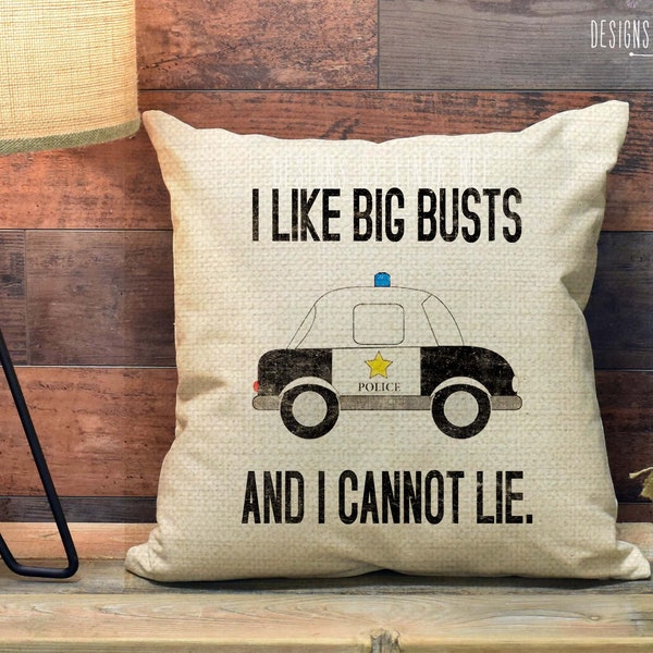 I Like Big Busts and I Cannot Lie Throw Pillow Police Officer Decor Funny Policeman Gift Police Academy Graduation Gift Detective Gift PCP24