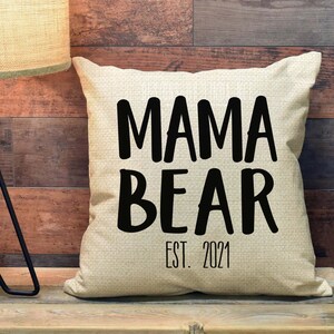 Mama Bear Pillow Mama Bear Gift Papa Bear Gift for Mom Custom Mother Pillow Cover Accent Pillow Mother&#39;s Day Gift Personalized Pillow PCP100