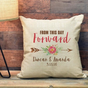 Wedding Gift, Personalized Pillow for Bride and Groom, Wedding Date Pillow, Anniversary Pillow, Bridal Shower Gift, Custom Pillow PCP101