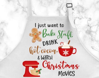 Christmas Apron Baking Apron Holiday Apron Christmas Baking Gift Youth Apron Full Apron Christmas Apparel Custom Christmas Gifts Z-APR001