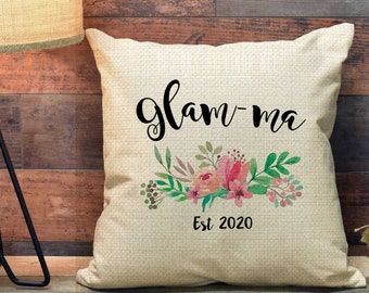 Glam-ma Pillow Gift for Glamma Custom Grandma Pillow Cover Accent Pillow Mother's Day Gift Personalized Gland-ma Pillow #glam-malife PCP41