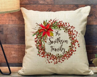 Personalized Christmas Pillow Cover Family Christmas Decor Custom Family Name Christmas Pillow Family Throw Pillow Housewarming Gift PCH21