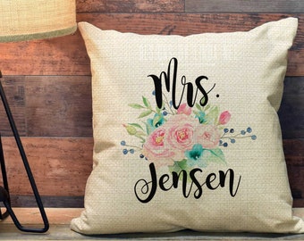 Personalized Pillow Gift Floral Pillow Custom Pillow Cover Accent Pillow Mother's Day Gift Toss Pillow Decor PCP34