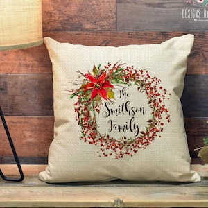 Gepersonaliseerde kerst kussen cover familie Christmas decor aangepaste familienaam kerst kussen familie gooien kussen housewarming cadeau PCH21