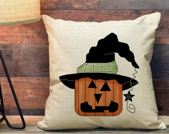 Primitive Halloween Pillow Cover, Pumpkin Pillow Cover, Primitive Halloween Decor, Fall Pillow PCH37