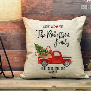 Personalized Christmas Pillow Cover Family Christmas Decor Custom Family Name Christmas Pillow Family Throw Pillow Housewarming Gift PCH12