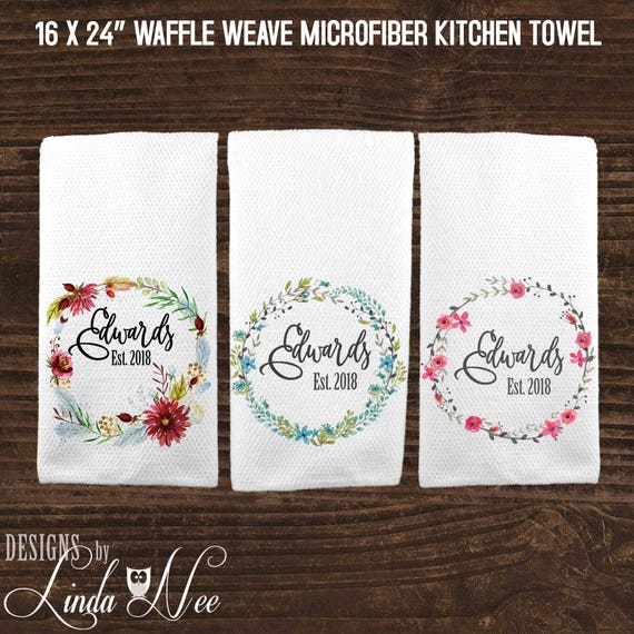 Custom Microfiber Waffle Kitchen and Dish Drying Towels 16 x 24 in.