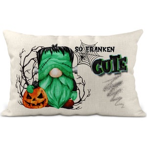 Halloween Lumbar Pillow Cover, Frankenstein Gnome 12x20 Fall Decor, Fall Pillow, Pumpkin Pillow Decor Living Room Decor, Spooky 7-HAL007