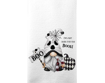 I'm just here for the Boos Ghost Gnome Halloween Kitchen Towels, Funny Halloween Gift , 7-HAL016