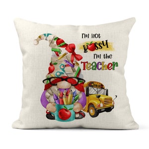 Cojín personalizado para profesores, almohada para profesores, regalo divertido para profesores de escuela, funda de almohada, regalo de Navidad, Teach Love Inspire, Gnome 7-PRO002
