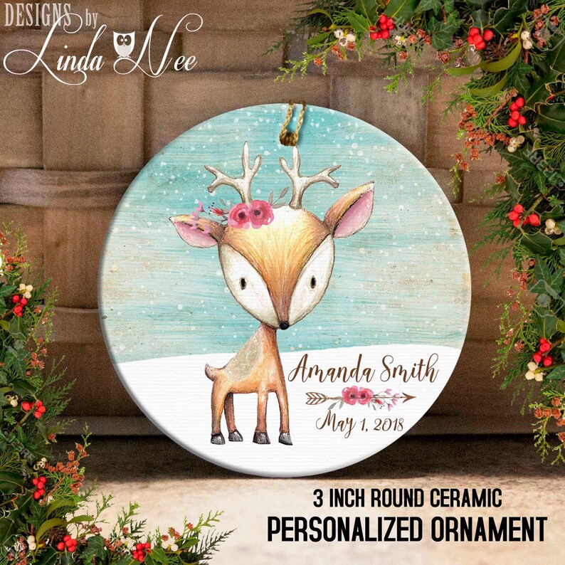 Baby Ornament Baby's First Christmas Ornament Deer Etsy