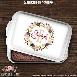 Personalized Casserole Dish Cake Pan Housewarming Gift Wedding Gift Bridal Shower Gift Custom Hostess Gift Monogrammed Gift PCD2