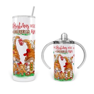 Gnome Christmas Tumbler Cup, Mother Daughter Set, Matching Custom Gift for Toddler, Kids Sippy Cup, Baby Bottle, Mom Son, XMas Gift 7-XMS013