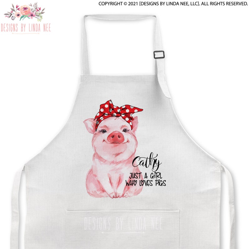 Personalized Pig Dish Towel, Oven Mitt and Pot Holder with Just a Girl Who Loves Pigs Quote J-WEL001 Apron