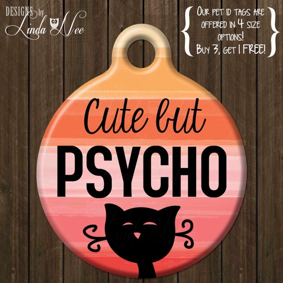 Funny Personalized Cat ID Tag: Cute but Psycho Design Canada