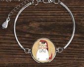 Santa Claus Bracelet, Santa Jewelry, Santa Claus Face, Folk Art Santa Jewelry, Santa Claus Jewelry Christmas Pendant Gift for Her Teen JBH10