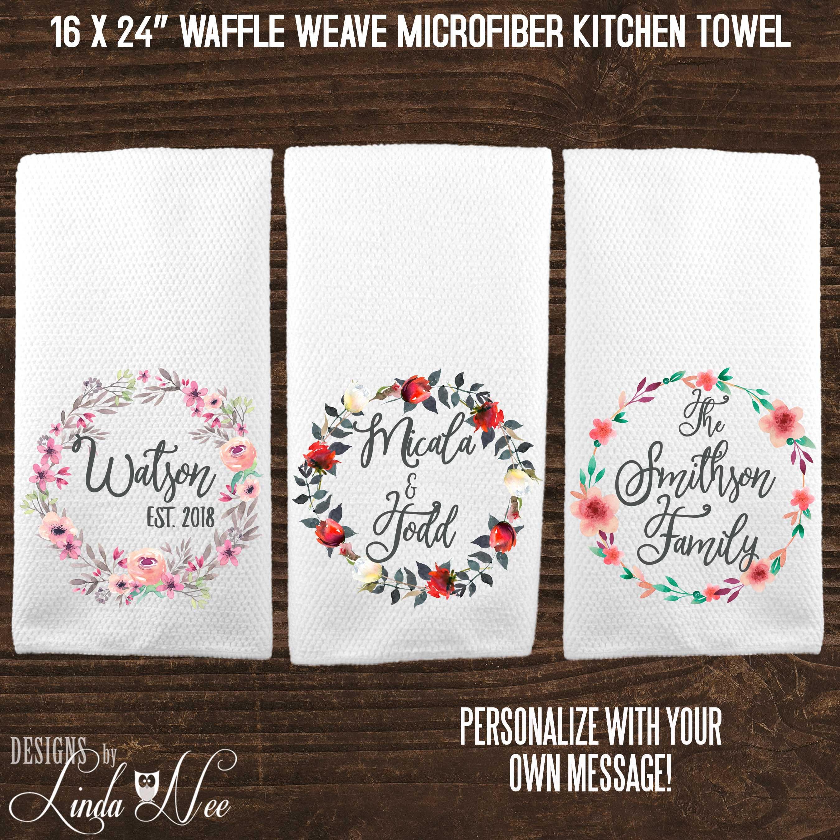 Farmhouse Kitchen Towel Cotton 2nd Anniversary Gift. Monogramed Flour Sack Towel Bar Towel Personalized Tea Towel Bridal Shower Gift