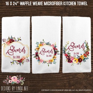 Personalized Kitchen Towel Custom Wedding Gift Housewarming Gift Dish Towel Bridal Shower Gift Anniversary Gift for Couple Engagement KTP11